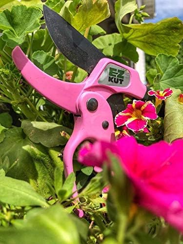 EZ Kut Original Ratcheting Pruner Kit with Molded Ballistic Nylon Sheath and Carbide Blade Tool, Pink and Black