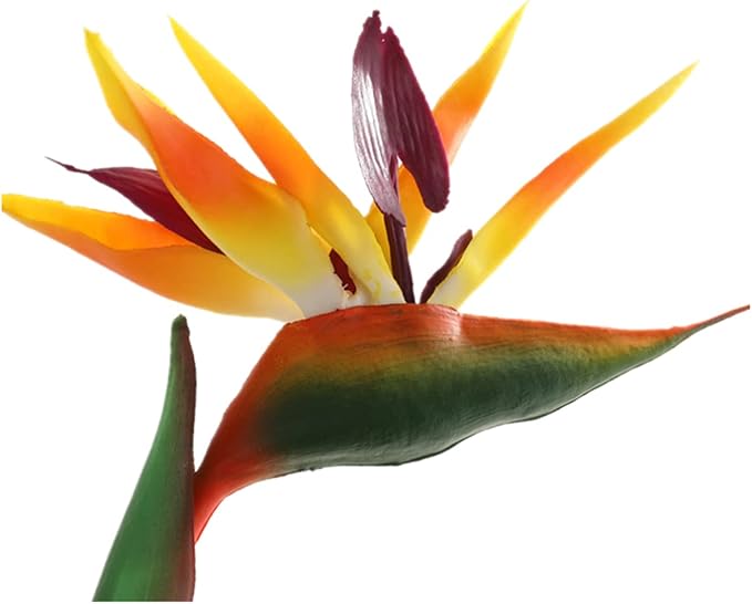 Large Bird of Paradise 32 Inch Permanent Flower,Flower stem 0.3 Inch,Flower Part is Made of Soft Rubber PU,Artificial Flower Plants Flower Arrangement for Home Office 2 Pcs(Yellow)