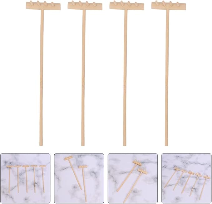 EXCEART 24 Pcs Mini Rake Miniature Rake Mini Sand Garden Rake Meditation Sand Zen Garden Tools Zen Sand Rake Mini Garden Rakes Garden Tools for Kids Sand Tray Child Bamboo Smooth Toolkit