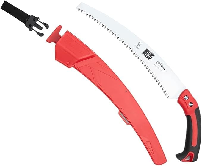 EZ Kut Kamikaze Max Saw Curved Blade with Scabbard - 19.3 Inch Heavy Duty Pruning Saw - Carbon Hardened Steel Japanese Technology- Best Pruning Saw for Tree Trimming & Branches - Made in Spain