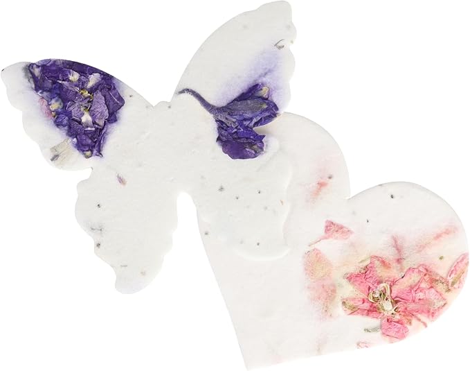 48pcs Plantable Wildflower Seed Paper – 24 Heart & 24 Butterfly Shapes for Weddings, Showers, & Life Events