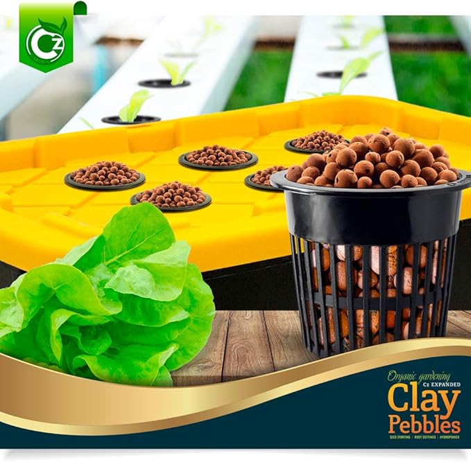 Expanded Clay Pebbles Grow Media for Orchids, NFT DWC Hydroponics, Aquaponics, Aquaculture LECA Plant Garden Soil Conditioner Amendment Ceramsite Aggregate (10 LB Cz Expanded Clay Pellets)
