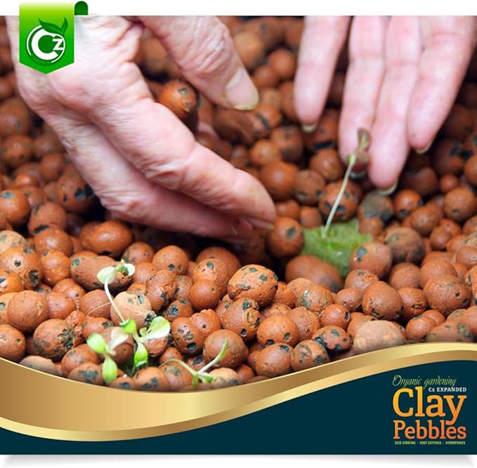 Expanded Clay Pebbles Grow Media for Orchids, NFT DWC Hydroponics, Aquaponics, Aquaculture LECA Plant Garden Soil Conditioner Amendment Ceramsite Aggregate (10 LB Cz Expanded Clay Pellets)
