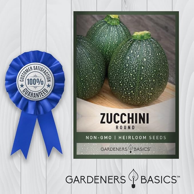 Round Zucchini Seeds for Planting Heirloom, Non-GMO Vegetable Summer Squash Container Variety- 3 Grams Seeds Great for Summer Garden by Gardeners Basics
