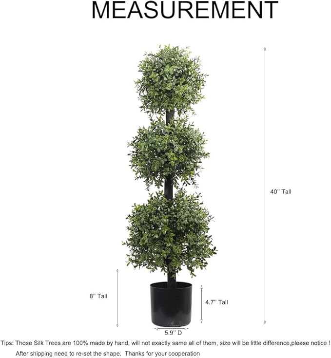 38'' Outdoor Decoration Tree Potted Plant with 3 Balls Anti-UV Plant No More Cutting 1PC