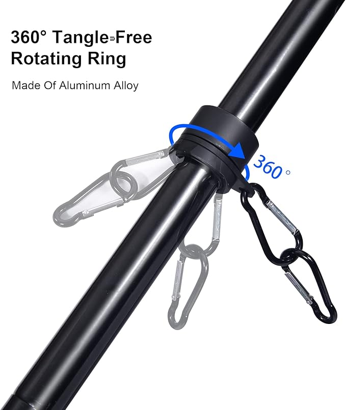 Quarut House Flag Pole Kit,Including 6Ft Stainless Steel Flag Pole,Heavy Duty Nylon 3x5 Ft American Flag,Aluminum Alloy Rings and Bracket.Wall Mounted Flagpole Set for Residential Commercial(Black)