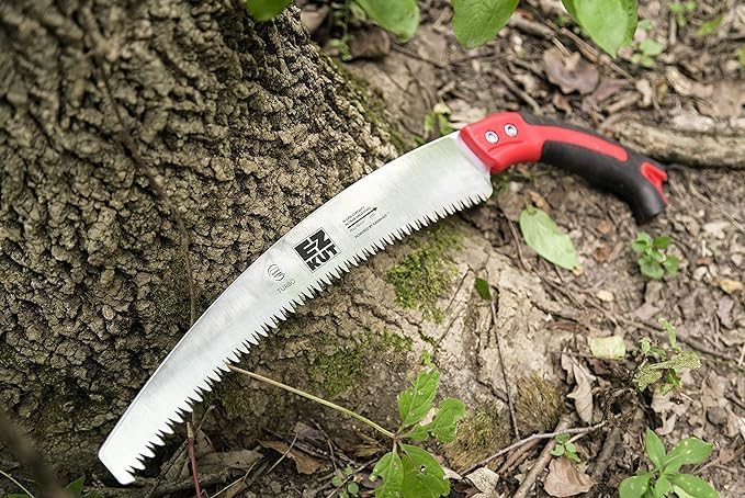 EZ Kut Kamikaze Max Saw Curved Blade with Scabbard - 19.3 Inch Heavy Duty Pruning Saw - Carbon Hardened Steel Japanese Technology- Best Pruning Saw for Tree Trimming & Branches - Made in Spain