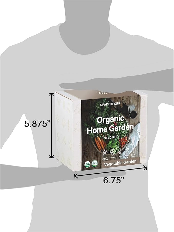 Organic Indoor Vegetable Garden Starter Kit - Made in USA - Certified USDA Organic - 5 Seed Types Cherry Tomato, Lettuce, Carrot, Radish, Green Bean | Indoor Plant Seeds, Indoor Garden Kit, Plant Kit