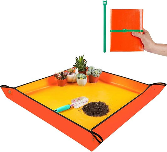 Extra Large Repotting Mat for Indoor Plants Transplanting and Potting Mix Mess Control, 39.5" X 39.5" Portable Gardening Tray Plant Planting Potting Mat Garden Gifts for Women Grandma Birthday Gift