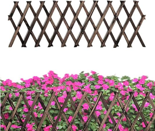 Expandable Garden Trellis, 12" x 75" Wooden Lattice Fence Wall Panel Stretchable Decorative Fences Lattice Trellis for Climbing Plants Outdoor Ivy Vine Rose Clematis Garden Patio Room Decor (1)