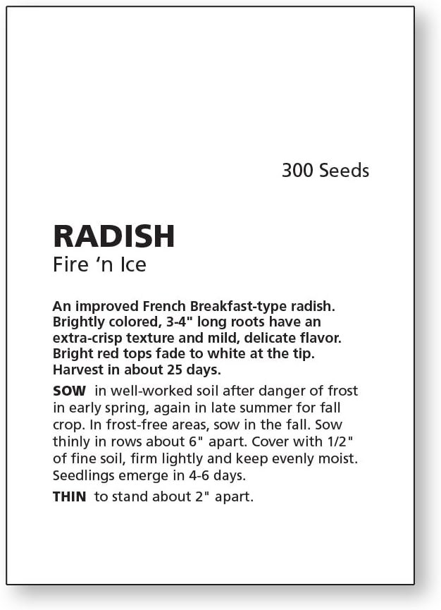 Burpee Fire 'n Ice Radish Seeds 300 seeds