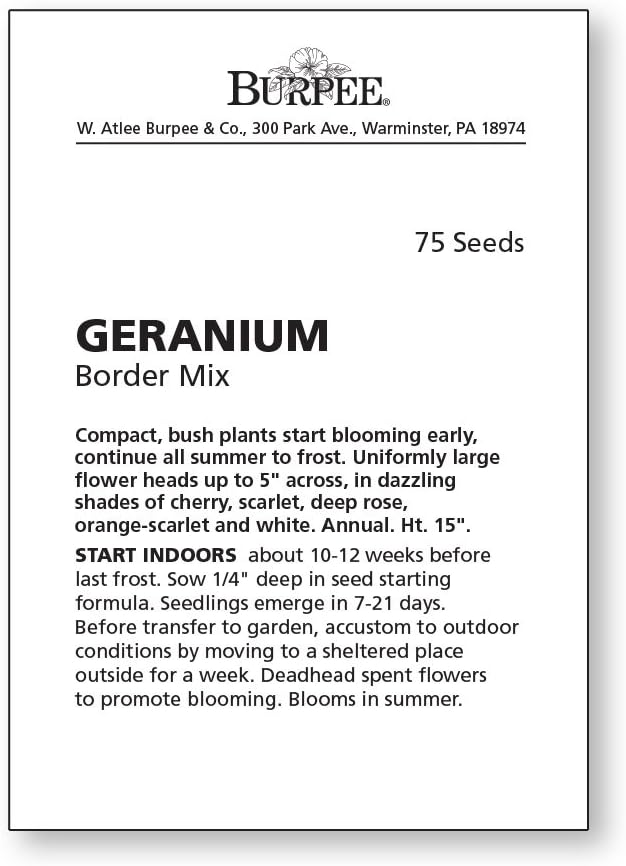 Burpee Border Mix Geranium Seeds 75 seeds