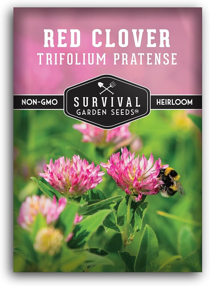 Survival Garden Seeds - Red Clover Seed for Planting - 1 Packet with Instructions to Plant & Grow a Medicinal Herb & Nitrogen Fixing Ground Cover in Your Home Garden - Non-GMO Heirloom Variety