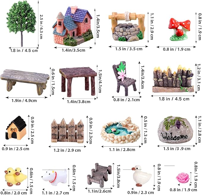 Fairy Garden Accessories, Fairies Welcome Garden Kit, 48pcs Miniature Fairy Garden Ornament for Christmas Decoration Fairy Garden Potted Plant Desk Decor