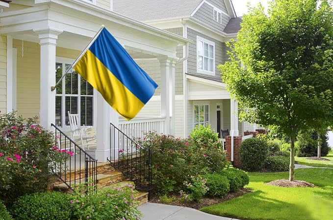 Double Sided Ukraine Flag 2x3FT Ukrainian National Polyester Flag With 2 Grommets For Patriotic Ukrainian Themed Festival Events Party Decoration (Ukraine, 2x3FT-3ply)
