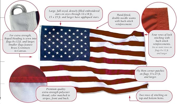 Annin Flagmakers (2380) SolarGuard Nyl-Glo American Flag, Made in USA, 15 x 25 Feet, Nylon