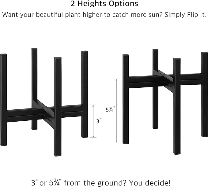 FaithLand Mid Century Plant Stand Indoor Outdoor (EXCLUDING Plant Pot), Metal Planter Stand, Potted Plant Holder, Black, Hold Up to 6.5 Inch Planter