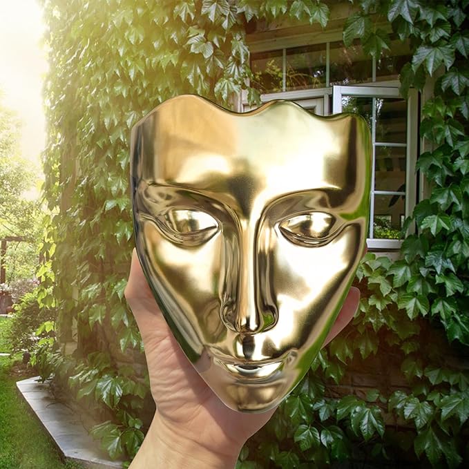 Face Vase,Ceramic Female Form Vase,Modern Sculpture Planter Pot,Human Face Dried Flower Shaped Vase,Wall Hanging Plant Pot for Home Decor Centerpieces, Office or Outdoor Hanging Decor Gold