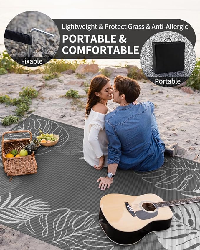 COCOER Tropical Outdoor Rug 6x9 Reversible-Waterproof Patio Rug-Quick Dry Outdoor Carpet-Outdoor Area Rugs Indoor Outdoor Rugs-Outside Rug Patio Decor for Porch Deck Balcony Backyard