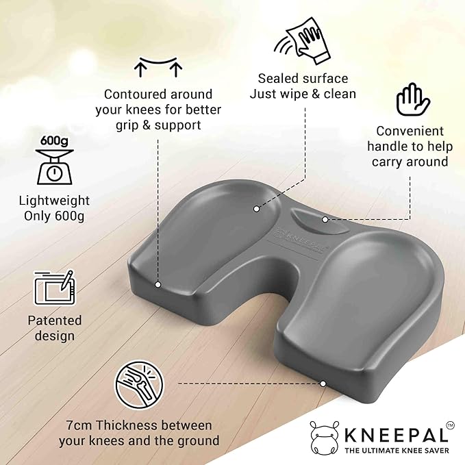 Extra Thick Garden Kneeler Pad for Gardening Baby Bath Kneeling Cushion Heavy Duty Multifunctional Knee Safety Memory Foam Mat for Mechanic Work and Any Household DIY Chores - Lt. Grey