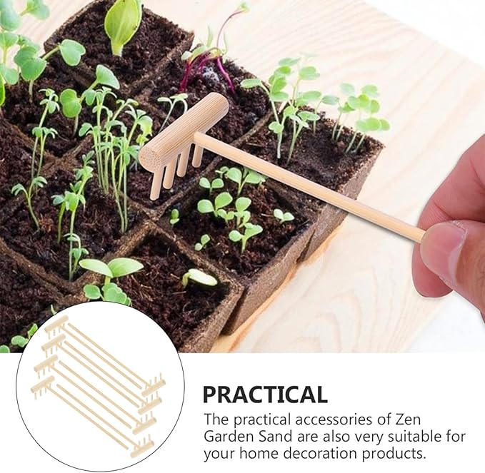 EXCEART 32 Pcs Mini Zen Garden Accessories - Sand & Rock Rake, Wood & Moss Rakes, Sandbox Tools, Bamboo Child Meditation Accessory