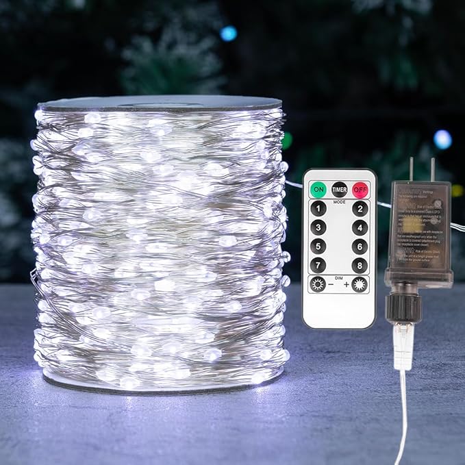 Fairy Lights Plug in,660FT 2000 LEDs Waterproof Led String Lights,Twinkle Light with 8 Modes Remote for Outdoor Indoor Christmas Wedding Birthday Garden Party Decorations,Cool White