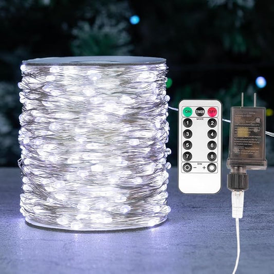 Fairy Lights Plug in,66FT 200 LEDs Waterproof Led String Lights,Twinkle Light with 8 Modes Remote for Outdoor Indoor Christmas Wedding Birthday Garden Party Decorations,Cool White