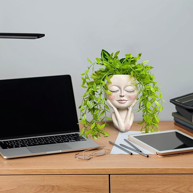 Face Planters Pots Head - Cute Succulents Plants Planters, Plant Pots Indoor with Drainage System, Garden Gifts for Wome, Garden Decorations for Outdoor, Unique Ornaments for Home