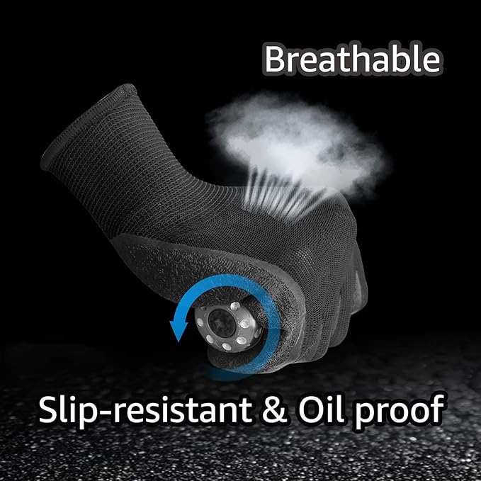 Evridwear Crinkle Latex Rubber Hand Coated Safety Work Gloves for Men Women General Multi Use Construction Warehouse Gardening Assembly Landscaping (XXL-Size) 12 Pairs Pack