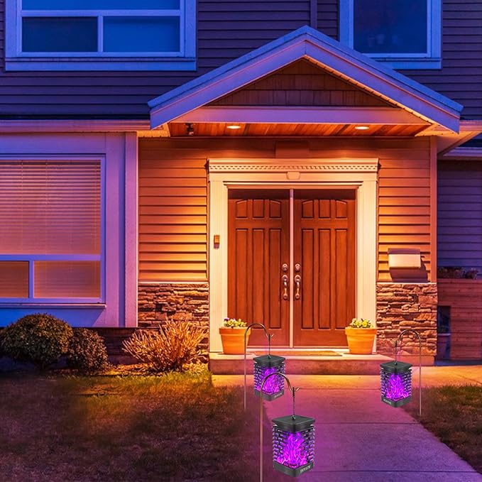 EOYIZW Solar Lights Outdoor, 99 LEDs Solar Lantern - IP65 Waterproof Garden Lights Decor for Halloween Yard Porch Patio 2 Pack