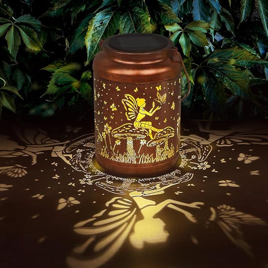 Fairy Solar Lanterns Outdoor Waterproof Hanging Solar Lights Gifts for Women Mom Metal LED Decorative Lantern for Yard Patio Pathway,Porch,Landscape,Lawn Garden Decor for Outside