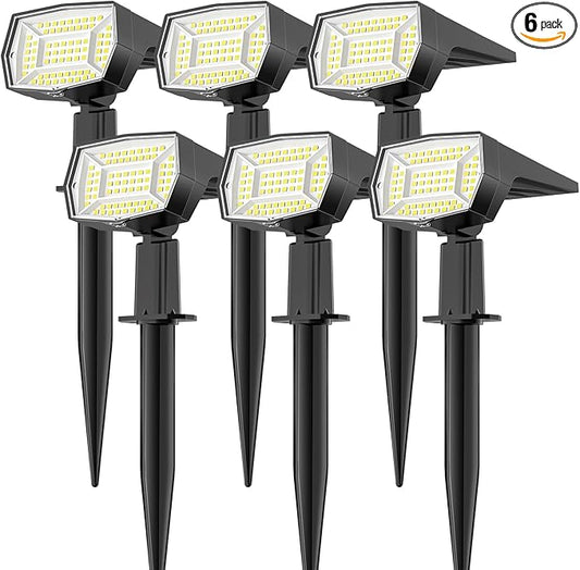 Fabrito 72 LEDs Solar Spot Lights Outdoor Waterproof, 3 Modes Landscape Spotlights, Dusk to Dawn Solar Powered Flood Wall Lights for Outside, Solar Garden Lights for Yard Porch 6 Pack (Cool White)