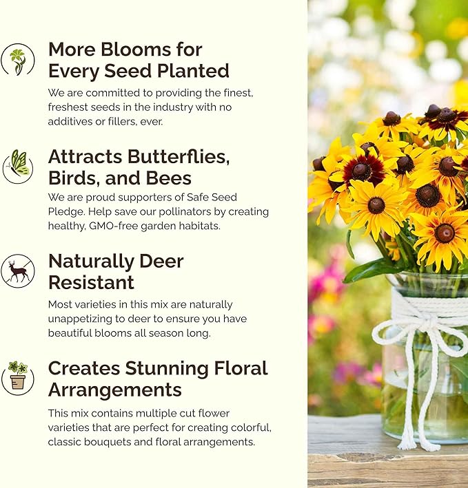 Eden Brothers All Perennial Wildflower Mixed Seeds for Planting, 50 lb, 24,000,000+ Seeds with Lupine, Shasta Daisy | Attracts Pollinators, Plant in Spring or Fall, Zones 3, 4, 5, 6, 7, 8, 9, 10