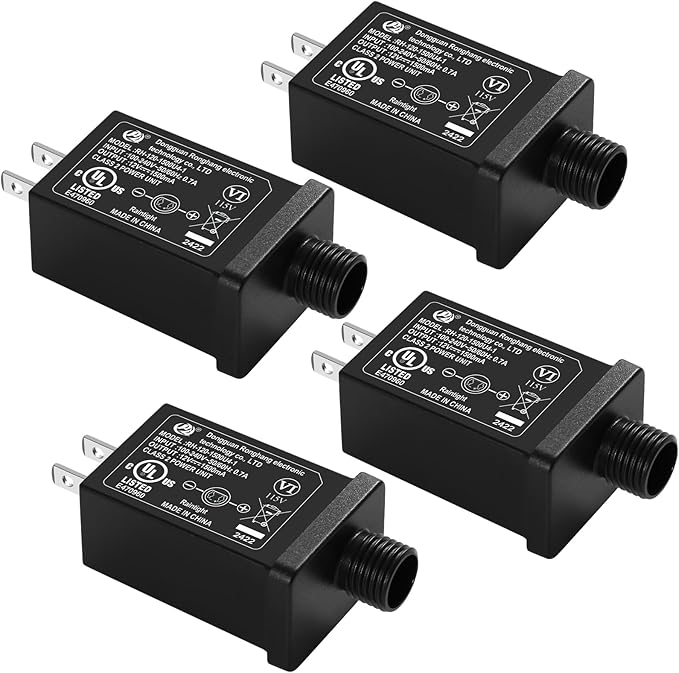Replacement Yard Inflatable Adapter Power Supply Adaptor - 12V 1.5A 4Pcs- Inflatable Plug Replacement Class 2 Power Supply - for Christmas Tree Light/Thanksgiving Yard Blow Up Decorations