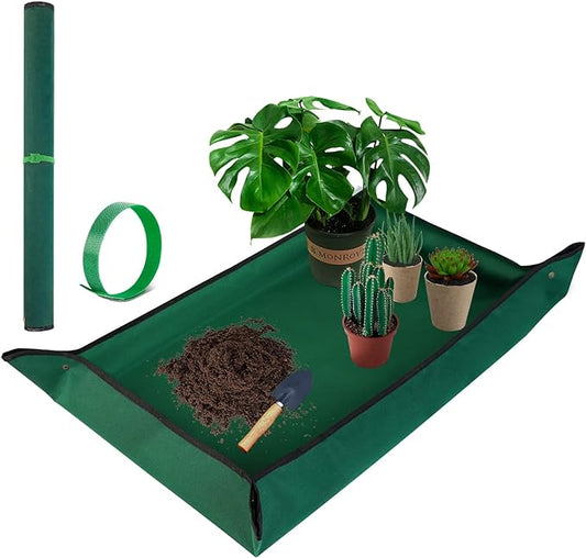 Extra Large Repotting Mat for Indoor Plant Transplanting and Mess Control, 43" X 29" Thickened Waterproof , Foldable and Easy to Clean Gardening Work Mat & Succulent Plant Mat Green