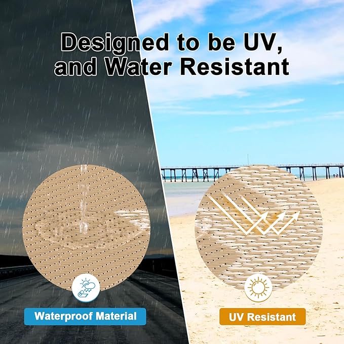 HEBE Outdoor Rug Waterproof 9x12, Plastic Straw Rug Camping Rug, Reversible Outdoor Patio Rugs RV Mat Clearance, Indoor Outside Floor Carpet for Porch,Deck,Camper,Balcony,Backyard