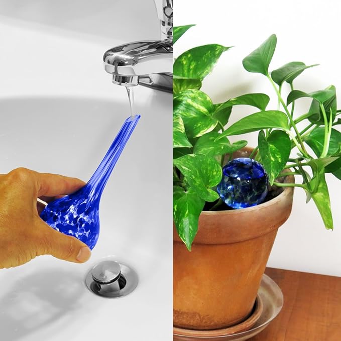 Evelots Plant Watering Globes (3 Pack) - Hand Blown Glass - Automatic Water Irrigation System - Indoor/Outdoor - Leave Your Home Worry Free