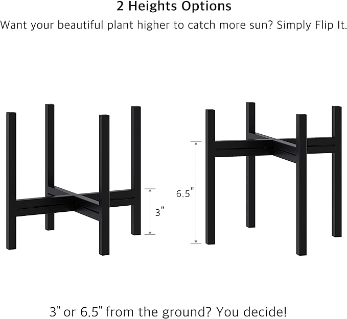 FaithLand Mid Century Plant Stand Indoor Outdoor (EXCLUDING 8" Plant Pot), Metal Planter Stand, Potted Plant Holder, Black, Hold Up to 8 Inch Planter - Upgraded Design