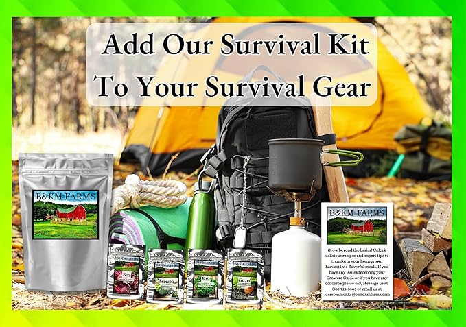 10 Pack Vegetable Seed Collection (Heirloom, Non-GMO, 10,000 Seeds) B&KM Farms.