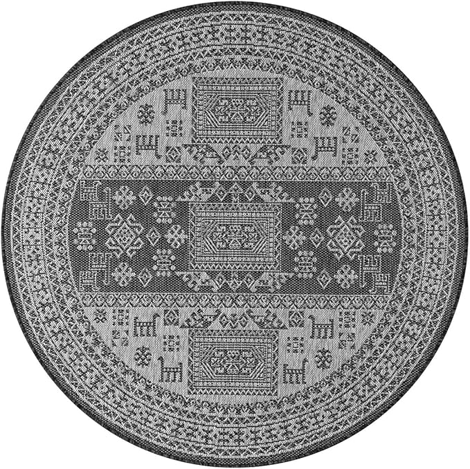 Keen Home Design Terrace Outdoor Round Rug - 8ft Round Washable Indoor/Outdoor Rug for Patio, Kitchen, Balcony, Beach, Garden, Deck and Porch, Size: 7'7" Round