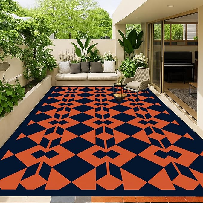 WILDROOTS 5x8 Feet Diamond Mask Plastic Outdoor Rug, Stain Resistant Waterproof Reversible Outdoor Patio Rug, Fade Resistant Camping Rug