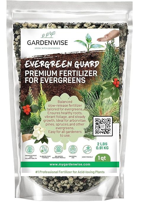 Evergreen Fertilizer – All-Purpose Granular Plant Food for Outdoor Trees and Shrubs, Azaleas, Magnolias, Pines & Arborvitae – Slow-Release Formula (2 quarts)