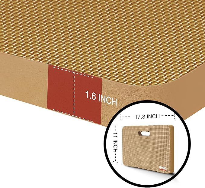 Extra Thick Kneeling Pad Comfy Foam Kneeler Mat Garden Knee Pad Cushion for Gardening Planting Yard Work Prayer Yoga Mechanic Exercise Workout Baby Bath 18 x 11 x 1.5 Inch Large 2 Pack Beige