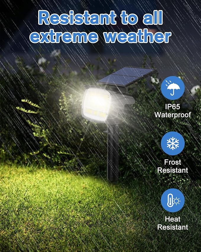 Fabrito Solar Spot Lights Outdoor 136 LEDs, Large Area Lighting Solar Lights Outdoor, 6 Pack IP65 Waterproof Landscape Spotlights Auto On/Off for Yard, Garden, Pathway, Plants,Tree (Cool White)