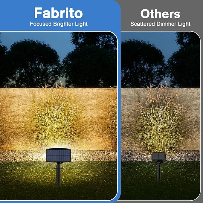 Fabrito Solar Spot Lights Outdoor 136 LEDs, Large Area Lighting Solar Lights Outdoor, 4 Pack IP65 Waterproof Landscape Spotlights Auto On/Off for Yard, Garden, Pathway, Plants,Tree (Warm White)