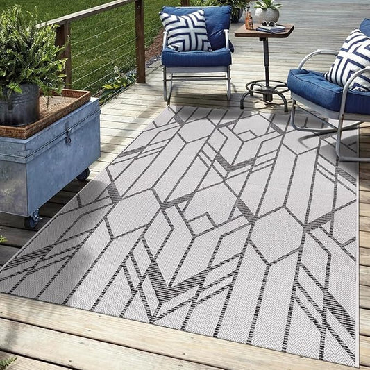 Keen Home Design Terrace Outdoor Area Rug - 5x8 Washable Indoor/Outdoor Rug for Patio, Kitchen, Balcony, Beach, Garden, Deck and Porch, Size: 5'3"x7'7"