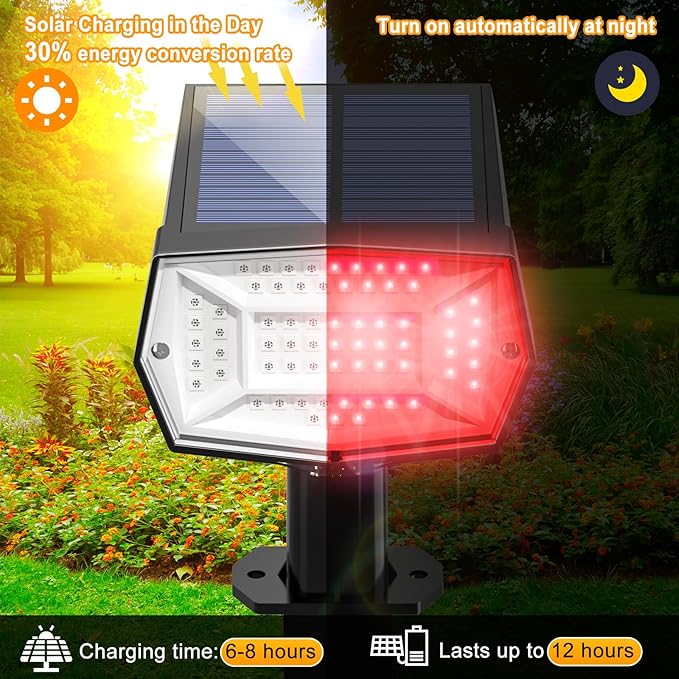 Fabrito Solar Color Changing Lights Outdoor, 9 Color Modes Landscape Spotlights, Dusk to Dawn Solar Powered Spot Lights for Outside, Solar Garden Lights for Yard, Pathway, Tree 10 Pack (Multicolor)