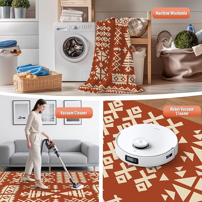 WILDROOTS 6x9 Feet Plastic Exotic Red Outdoor Rug, Stain Resistant Waterproof Reversible Outdoor Patio Rug, Fade Resistant Camping Rug