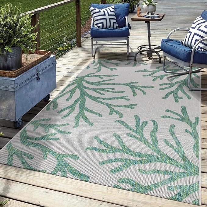 Keen Home Design Terrace Outdoor Area Rug - 8x10 Washable Indoor/Outdoor Rug for Patio, Kitchen, Balcony, Beach, Garden, Deck and Porch, Size: 7'7"x10'