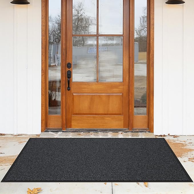 Front Door Mat, 72" x 48" Heavy Duty Indoor Outdoor Entrance Mat for Commercial Entryway, Welcome Durable Non-Slip Rubber Backing, Low-Profile for Entry, Gray